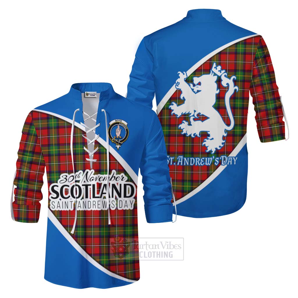 Tartan Vibes Clothing Boyd Family Crest Tartan Ghillie Kilt Shirt Celebrate Saint Andrew's Day in Style