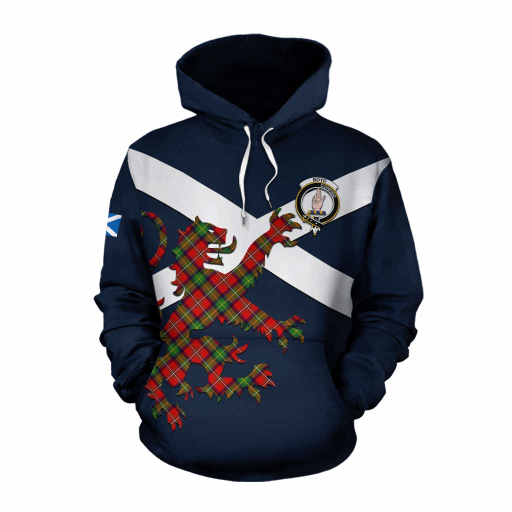 Tartan Vibes Clothing Boyd Tartan Lion Rampant Cotton Hoodie Proudly Display Your Heritage with Alba Gu Brath and Clan Name