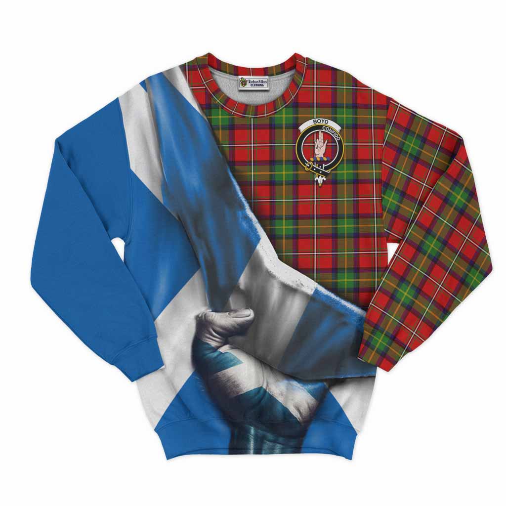 Tartan Vibes Clothing Boyd Tartan Sweatshirt with Family Crest Scotland Patriotic Style