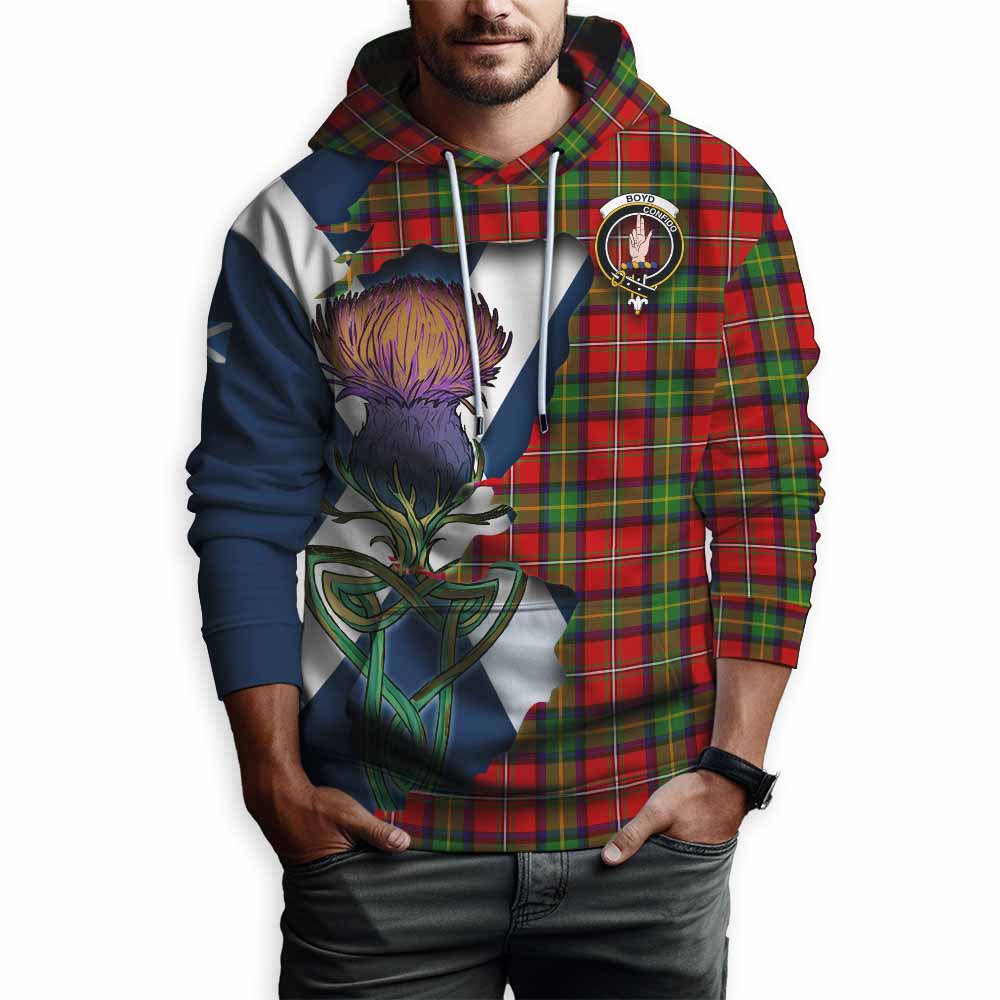 Boyd Tartan Family Crest Hoodie Scottish Thistle Celtic Inspired Pullover Hoodie - Tartan Vibes Clothing