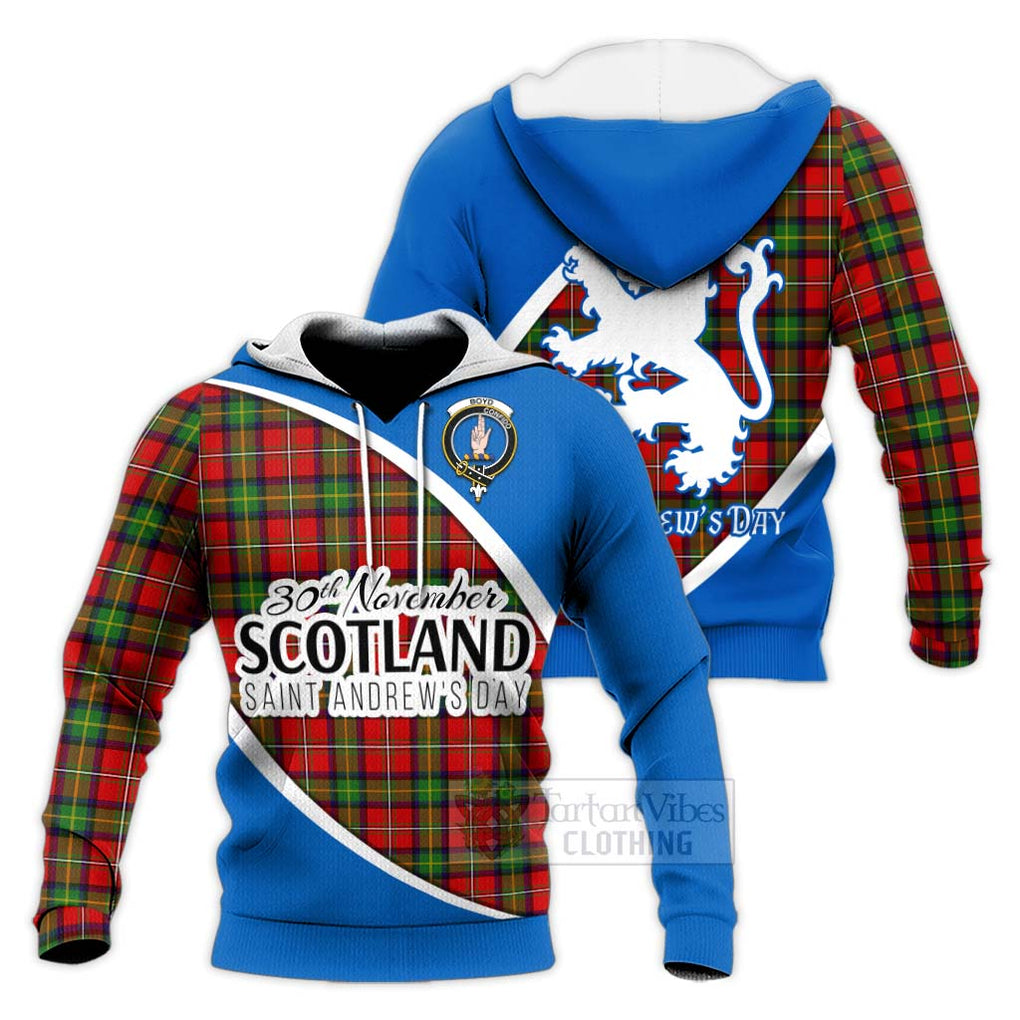 Tartan Vibes Clothing Boyd Family Crest Tartan Knitted Hoodie Celebrate Saint Andrew's Day in Style