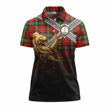 Boyd Crest Tartan Women's Polo Shirt with Golden Lion Emblem Celtic Style Women - Tartan Vibes Clothing