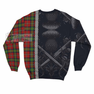 Boyd Tartan Sweatshirt with Family Crest Cross Sword Thistle Celtic Vibes