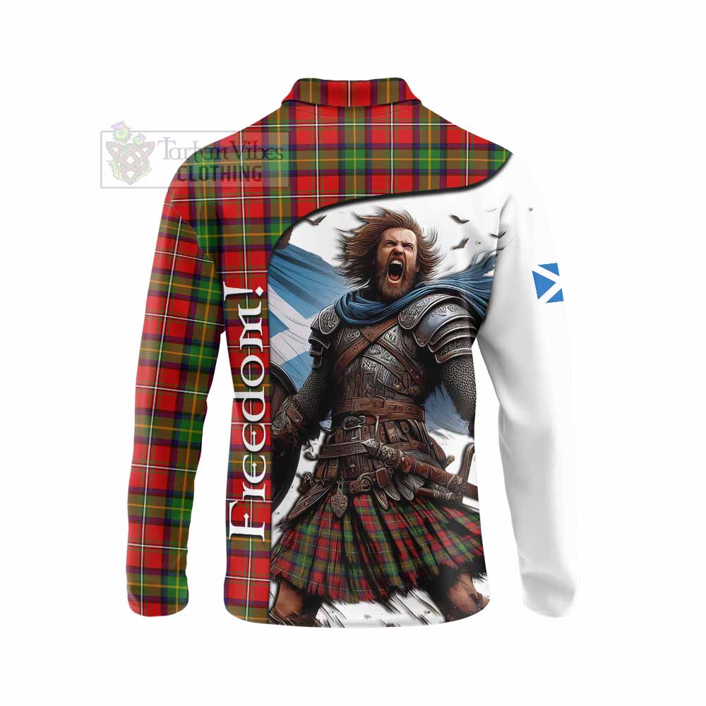 Tartan Vibes Clothing Boyd Crest Tartan Long Sleeve Polo Shirt Inspired by the Freedom of Scottish Warrior