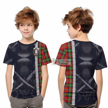 Boyd Tartan Kid T-Shirt with Family Crest Cross Sword Thistle Celtic Vibes