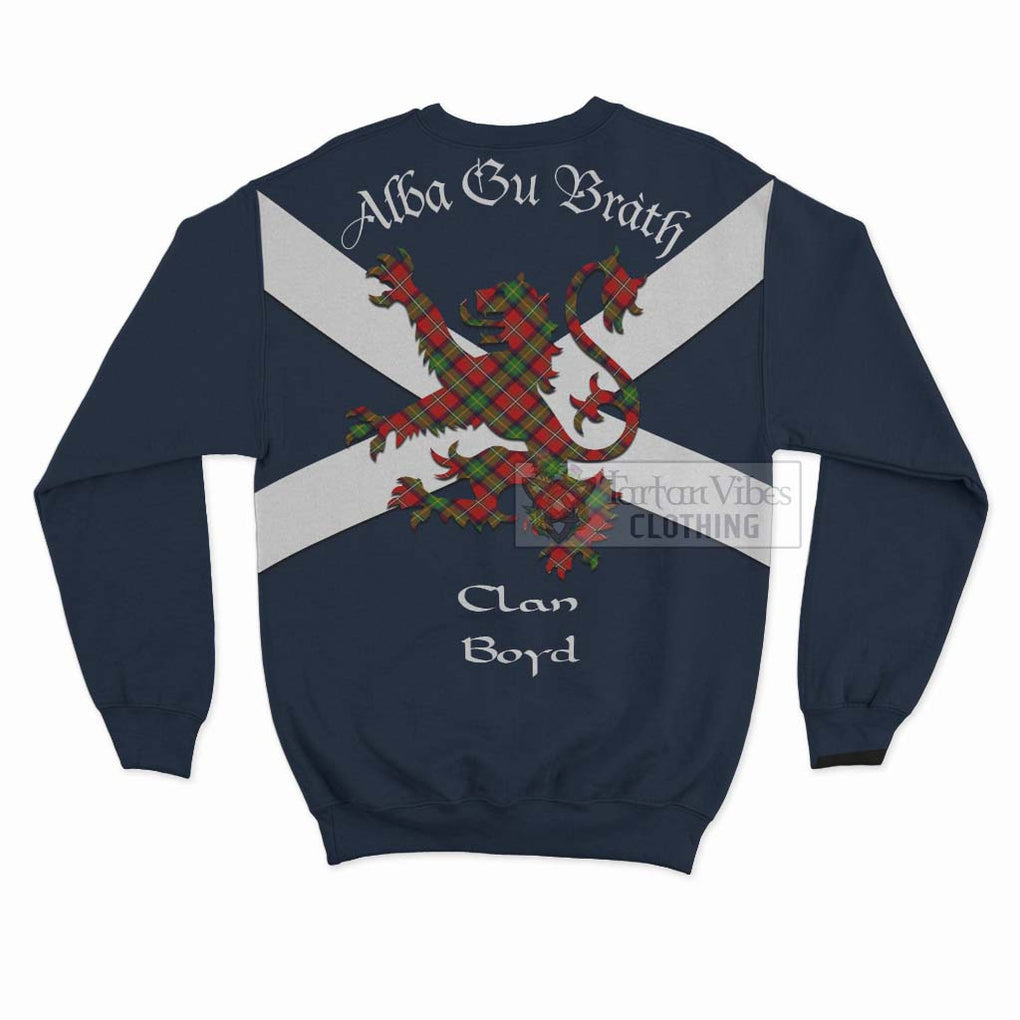 Tartan Vibes Clothing Boyd Tartan Lion Rampant Sweatshirt – Proudly Display Your Heritage with Alba Gu Brath and Clan Name