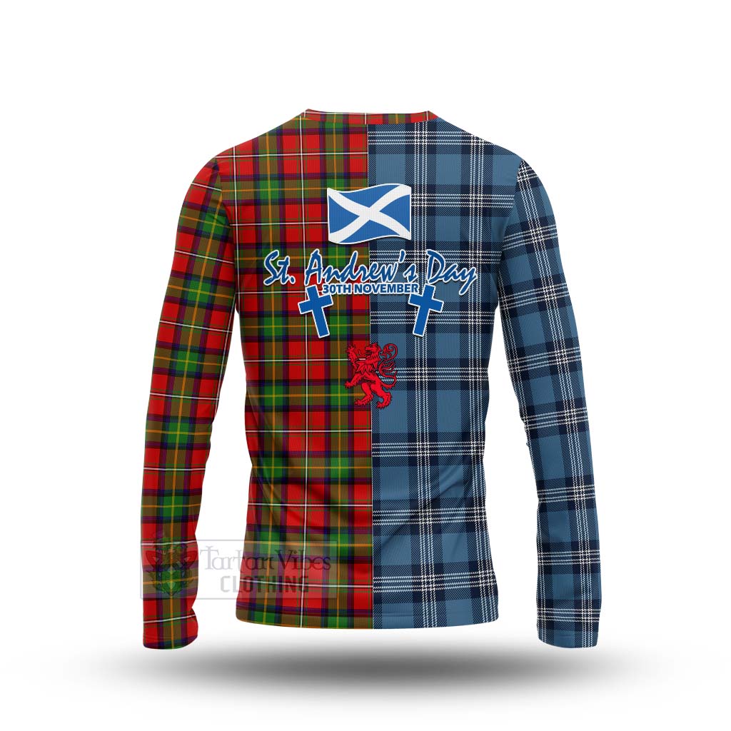 Tartan Vibes Clothing Boyd Tartan Long Sleeve T-Shirt Happy St. Andrew's Day Half Tartan Style