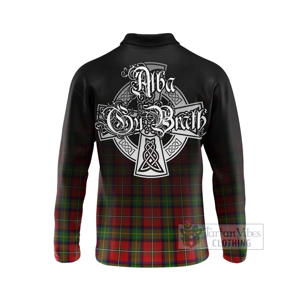 Tartan Vibes Clothing Boyd Tartan Long Sleeve Polo Shirt Featuring Alba Gu Brath Family Crest Celtic Inspired