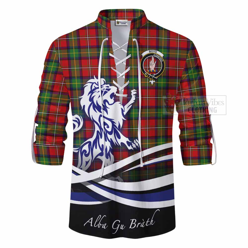 Tartan Vibes Clothing Boyd Tartan Ghillie Kilt Shirt with Alba Gu Brath Regal Lion Emblem