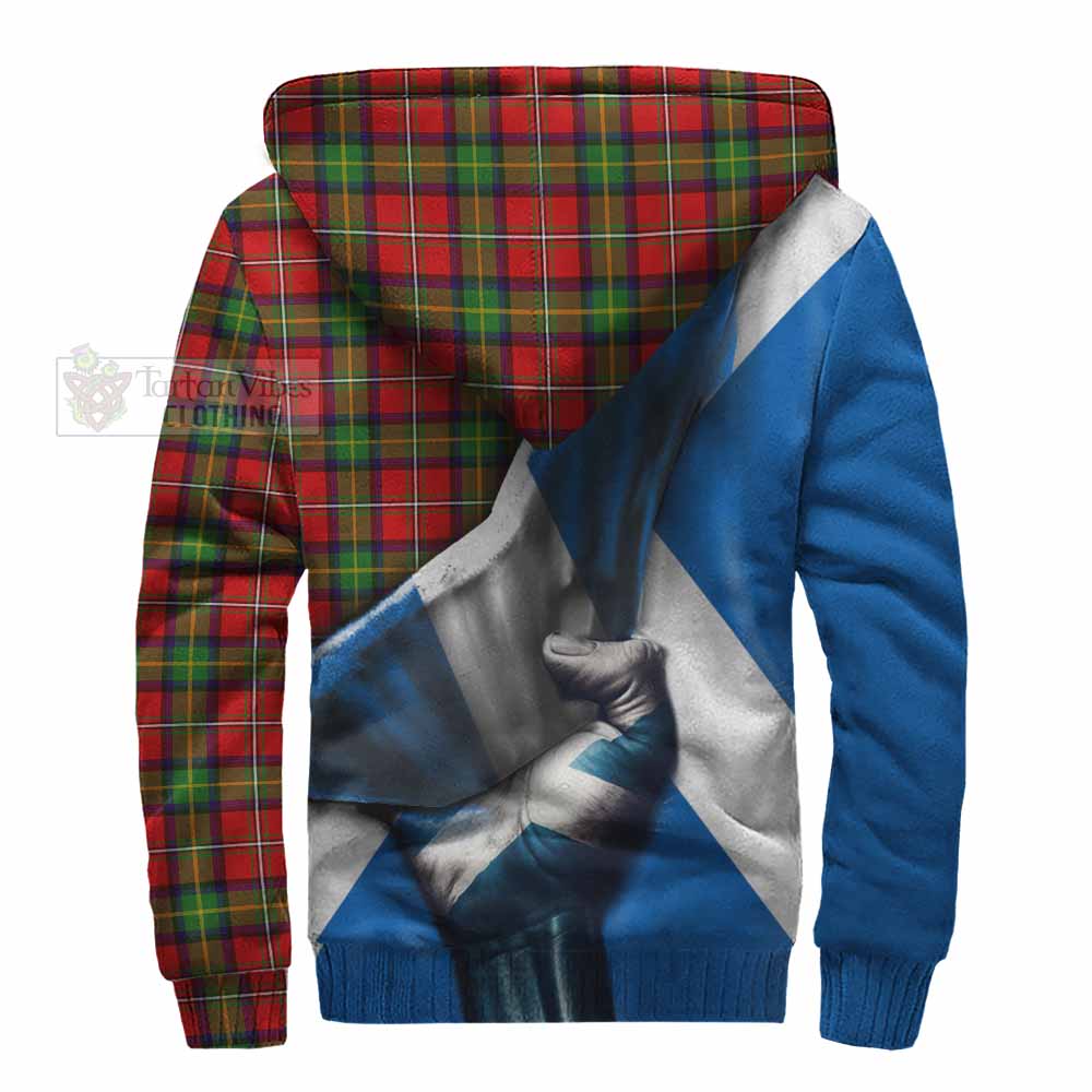 Tartan Vibes Clothing Boyd Tartan Sherpa Hoodie with Family Crest Scotland Patriotic Style