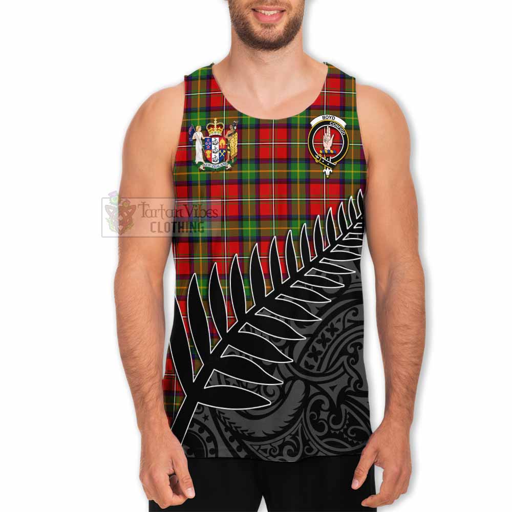 Tartan Vibes Clothing Boyd Crest Tartan Men's Tank Top with New Zealand Silver Fern Half Style