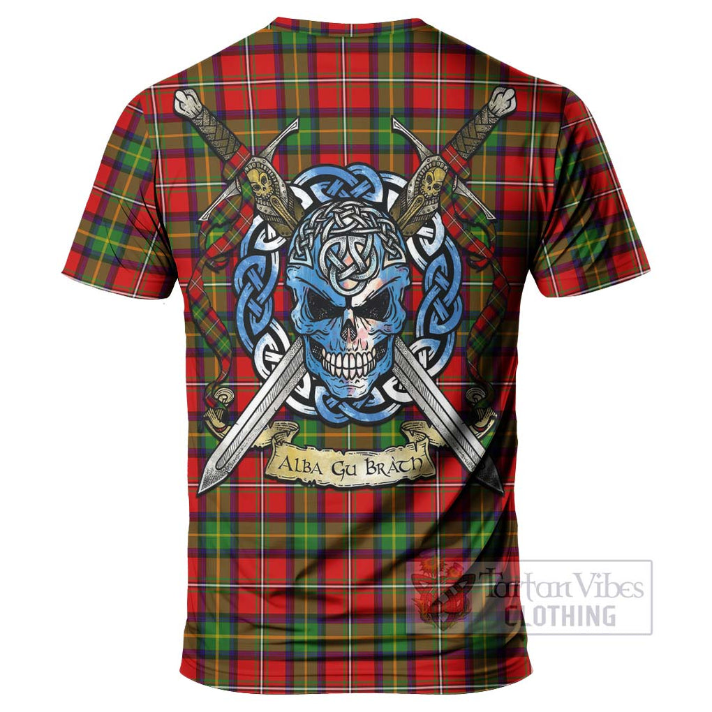 Tartan Vibes Clothing Boyd Tartan T-Shirt with Family Crest Celtic Skull Style