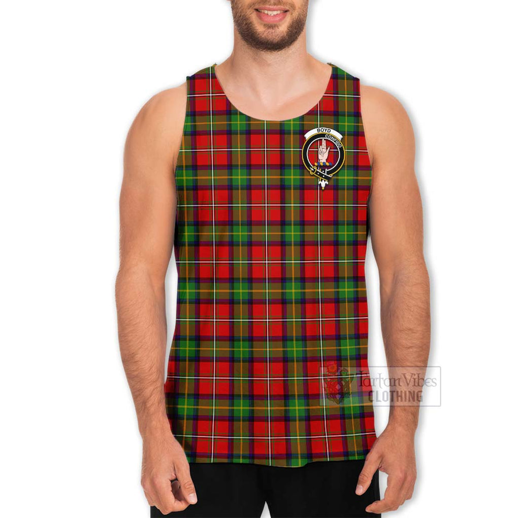 Tartan Vibes Clothing Boyd Tartan Men's Tank Top with Family Crest Celtic Skull Style