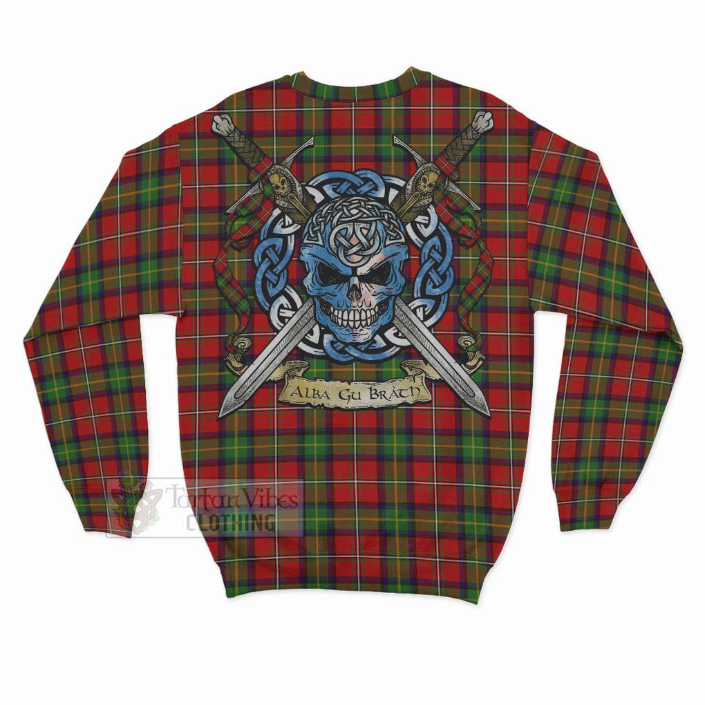 Tartan Vibes Clothing Boyd Tartan Sweatshirt with Family Crest Celtic Skull Style