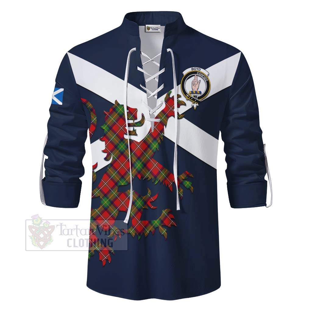 Tartan Vibes Clothing Boyd Tartan Lion Rampant Ghillie Kilt Shirt Proudly Display Your Heritage with Alba Gu Brath and Clan Name