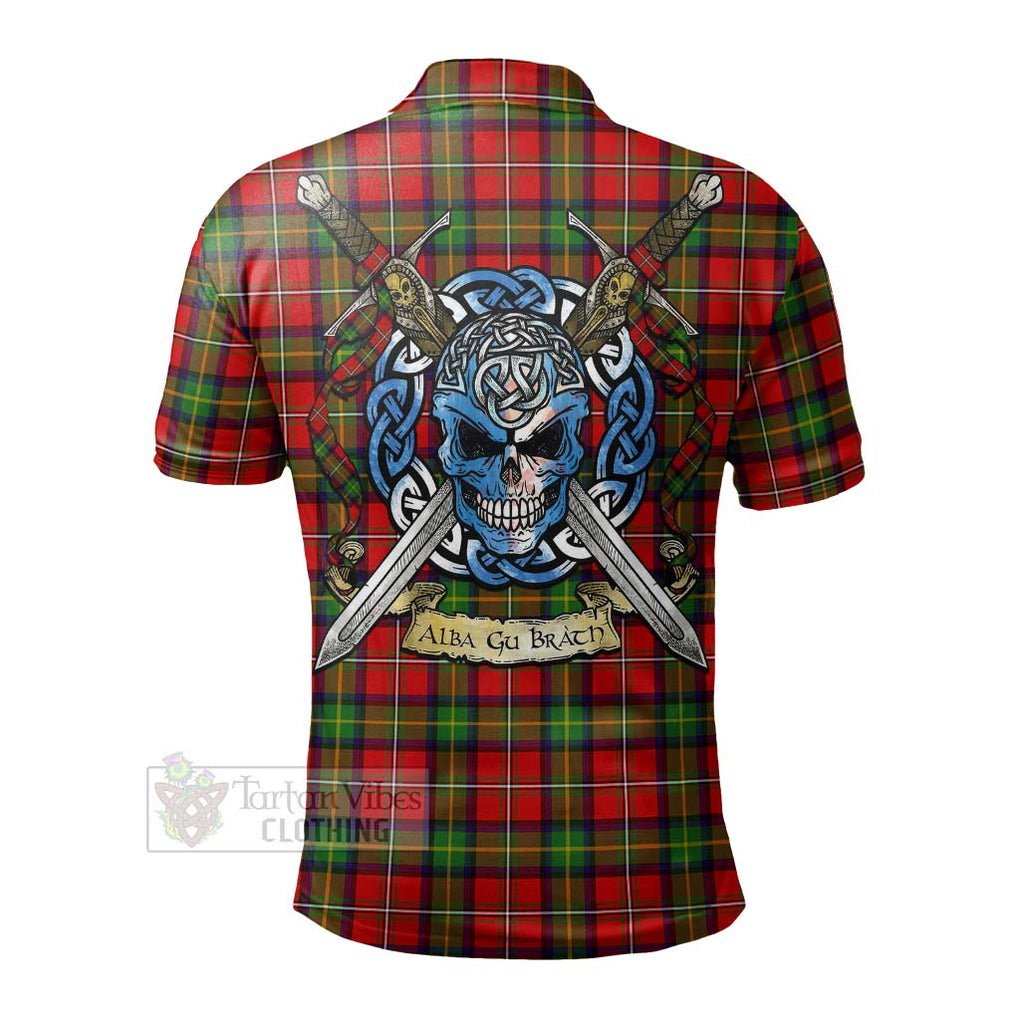 Tartan Vibes Clothing Boyd Tartan Polo Shirt with Family Crest Celtic Skull Style