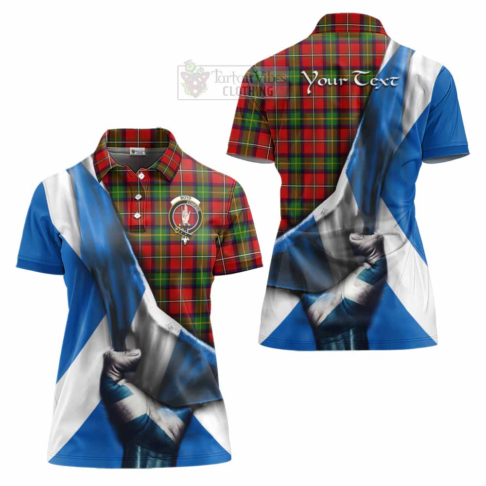 Tartan Vibes Clothing Boyd Tartan Women's Polo Shirt with Family Crest Scotland Patriotic Style