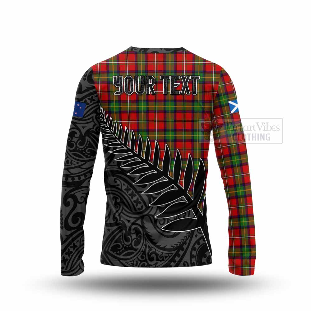 Tartan Vibes Clothing Boyd Crest Tartan Long Sleeve T-Shirt with New Zealand Silver Fern Half Style