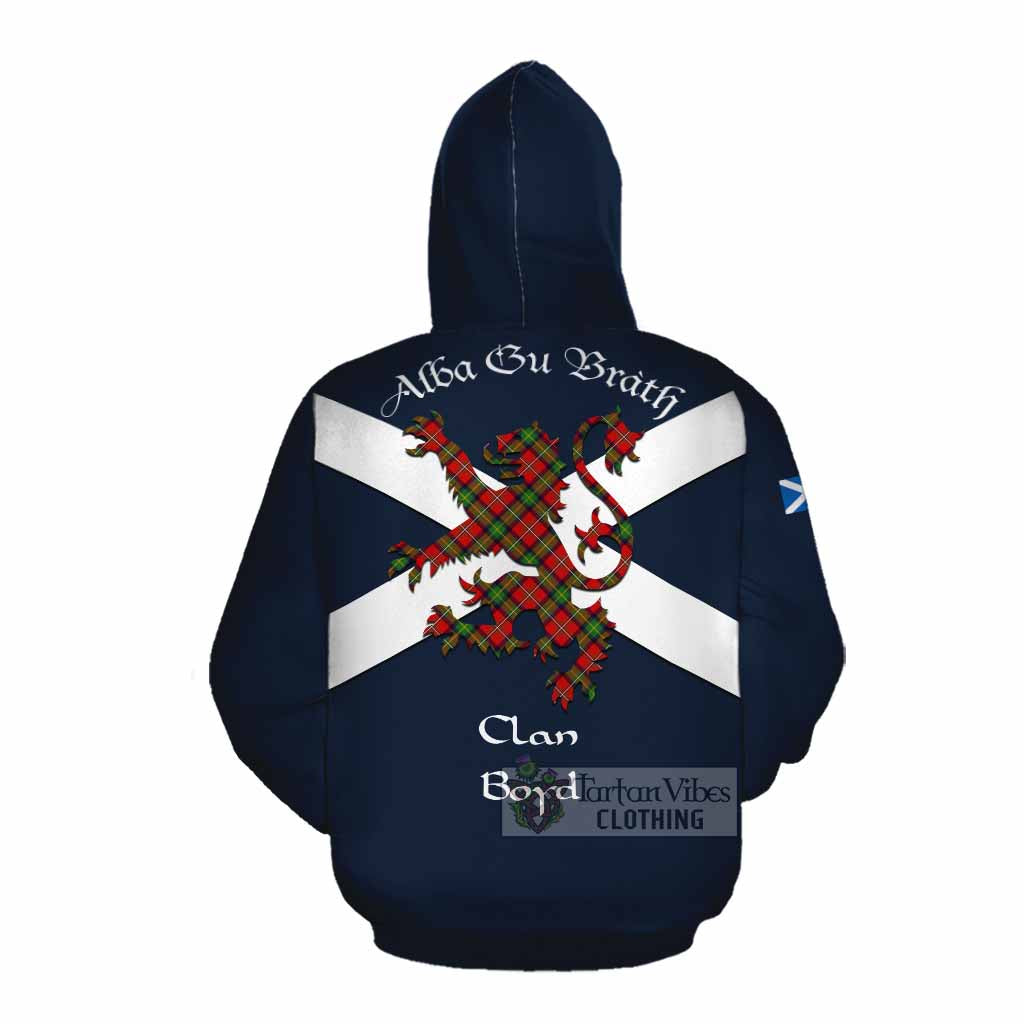 Tartan Vibes Clothing Boyd Tartan Lion Rampant Cotton Hoodie Proudly Display Your Heritage with Alba Gu Brath and Clan Name