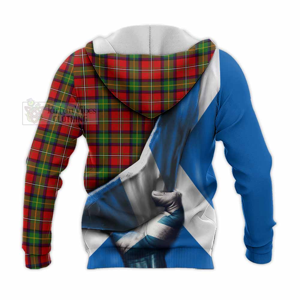 Tartan Vibes Clothing Boyd Tartan Knitted Hoodie with Family Crest Scotland Patriotic Style