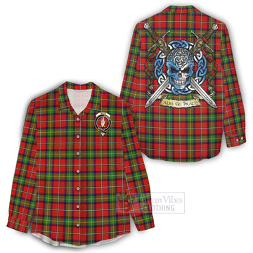 Boyd Tartan Women's Casual Shirt with Family Crest Celtic Skull Style