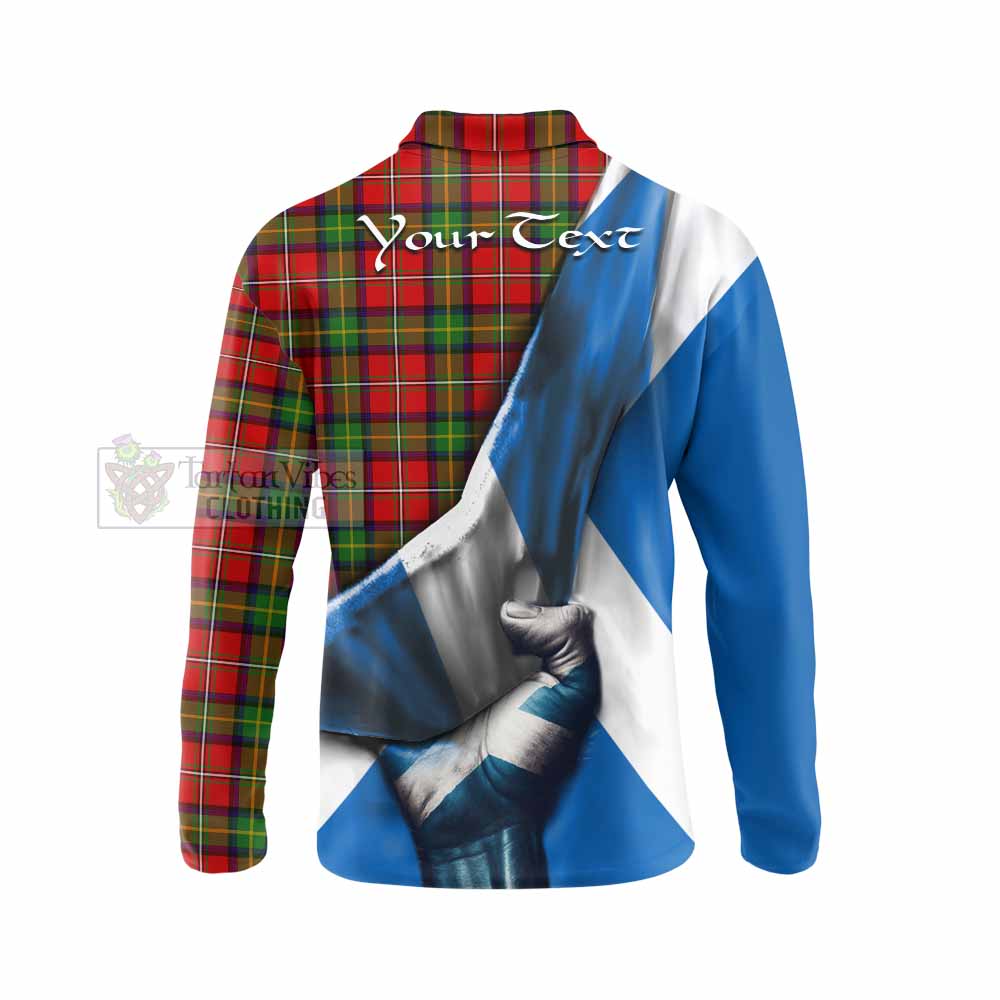 Tartan Vibes Clothing Boyd Tartan Long Sleeve Polo Shirt with Family Crest Scotland Patriotic Style