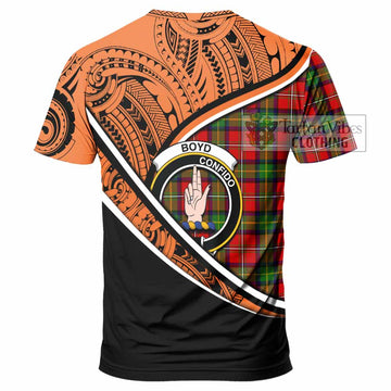 Boyd Crest Tartan T-Shirt with Polynesian Vibes Style - Orange Version