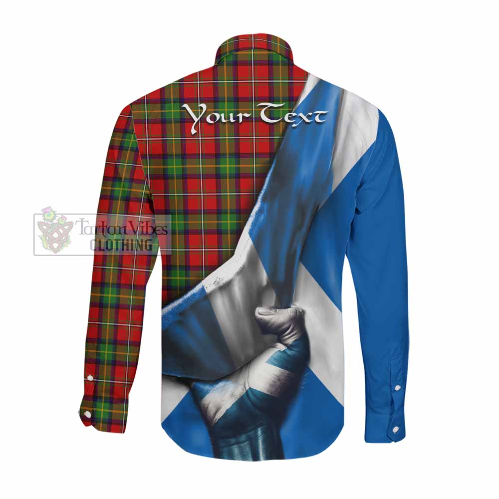 Tartan Vibes Clothing Boyd Tartan Long Sleeve Button Shirt with Family Crest Scotland Patriotic Style