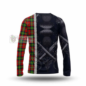 Boyd Tartan Long Sleeve T-Shirt with Family Crest Cross Sword Thistle Celtic Vibes