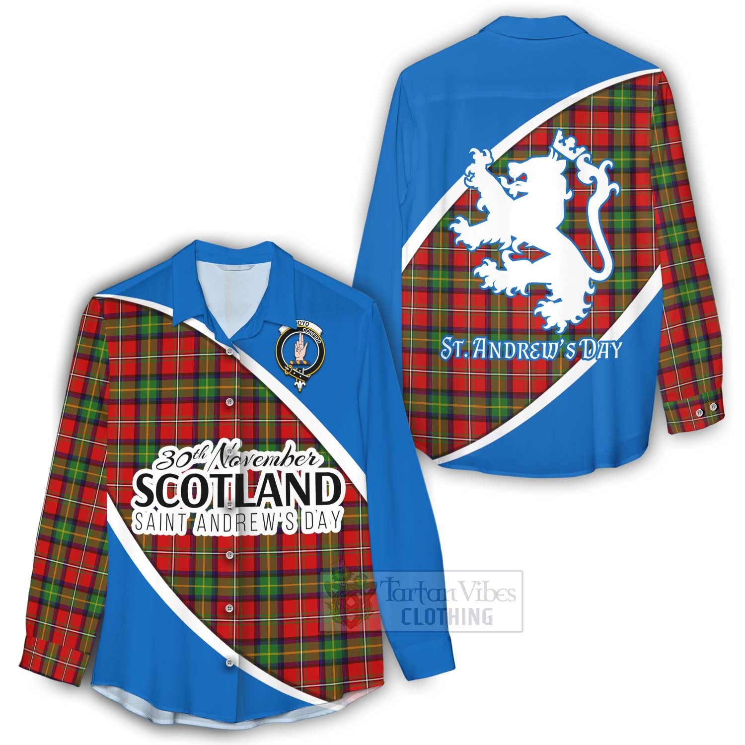 Tartan Vibes Clothing Boyd Family Crest Tartan Women's Casual Shirt Celebrate Saint Andrew's Day in Style