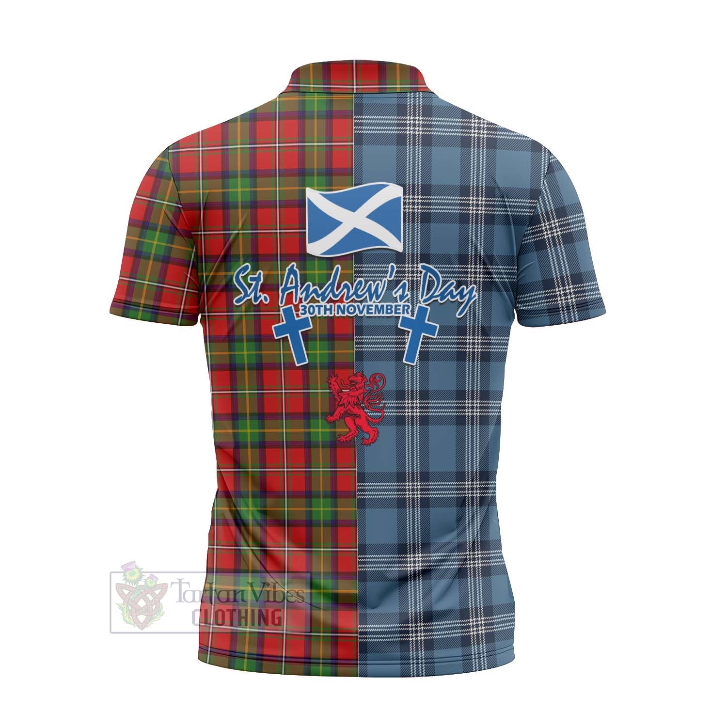 Tartan Vibes Clothing Boyd Tartan Zipper Polo Shirt Happy St. Andrew's Day Half Tartan Style