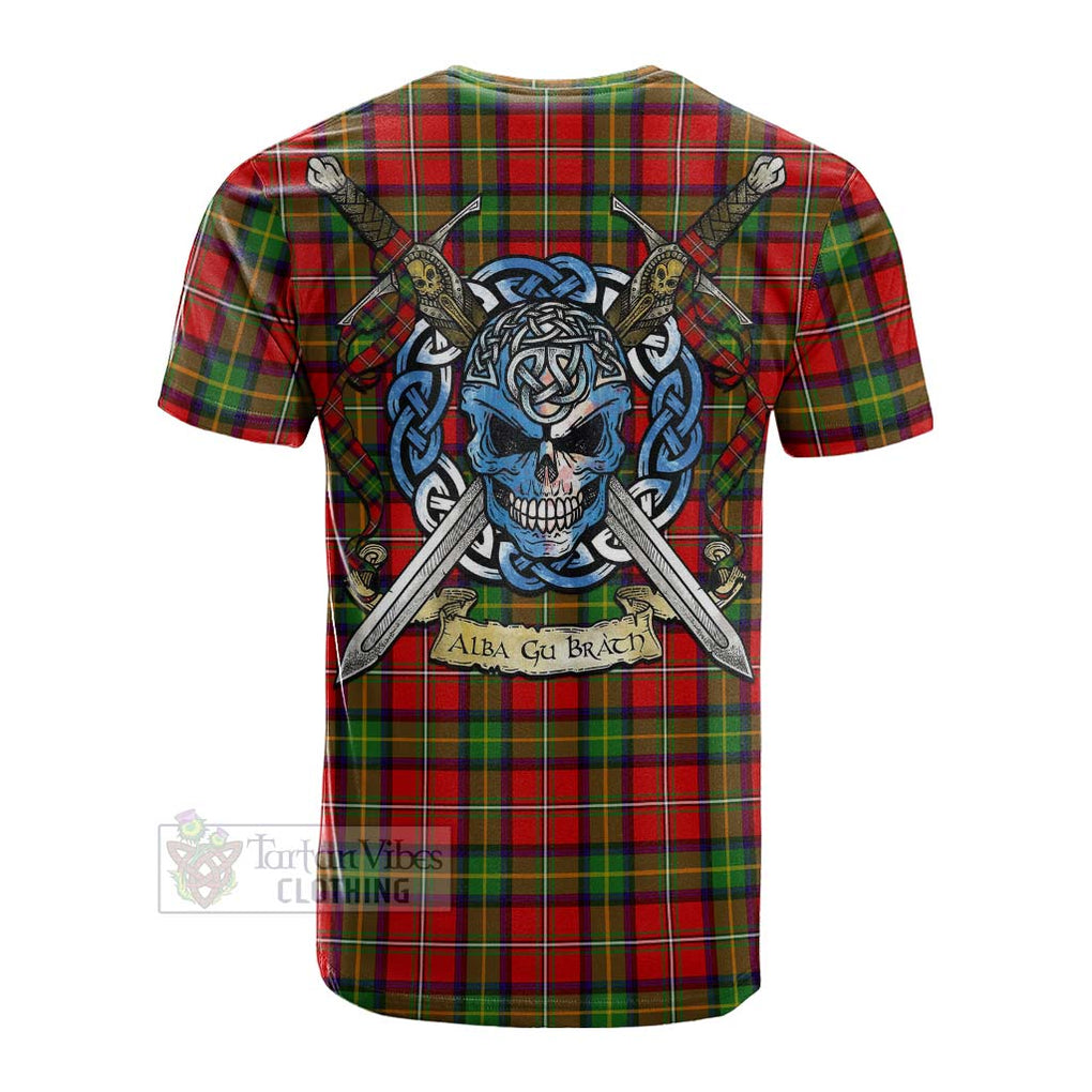 Tartan Vibes Clothing Boyd Tartan Cotton T-shirt with Family Crest Celtic Skull Style