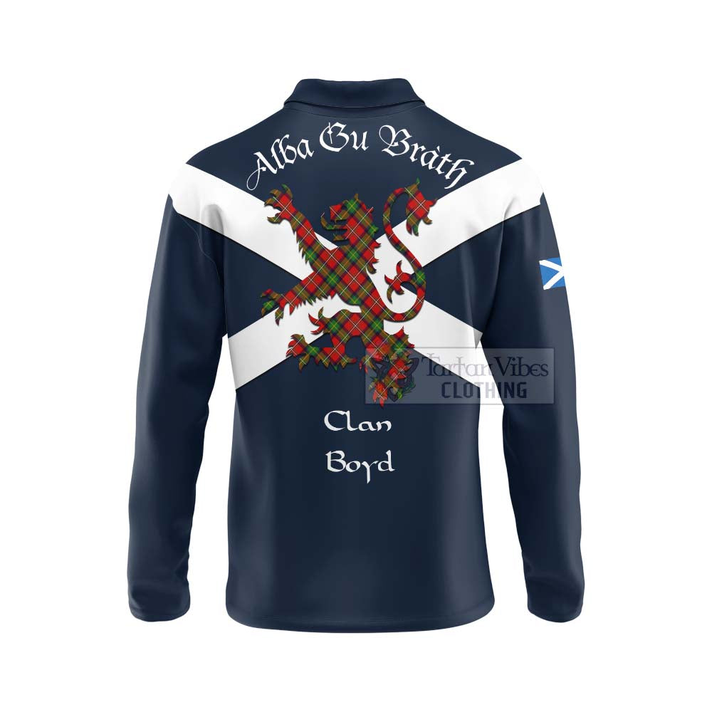 Tartan Vibes Clothing Boyd Tartan Lion Rampant Long Sleeve Polo Shirt – Proudly Display Your Heritage with Alba Gu Brath and Clan Name