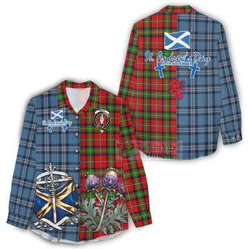 Boyd Tartan Women's Casual Shirt Happy St. Andrew's Day Half Tartan Style