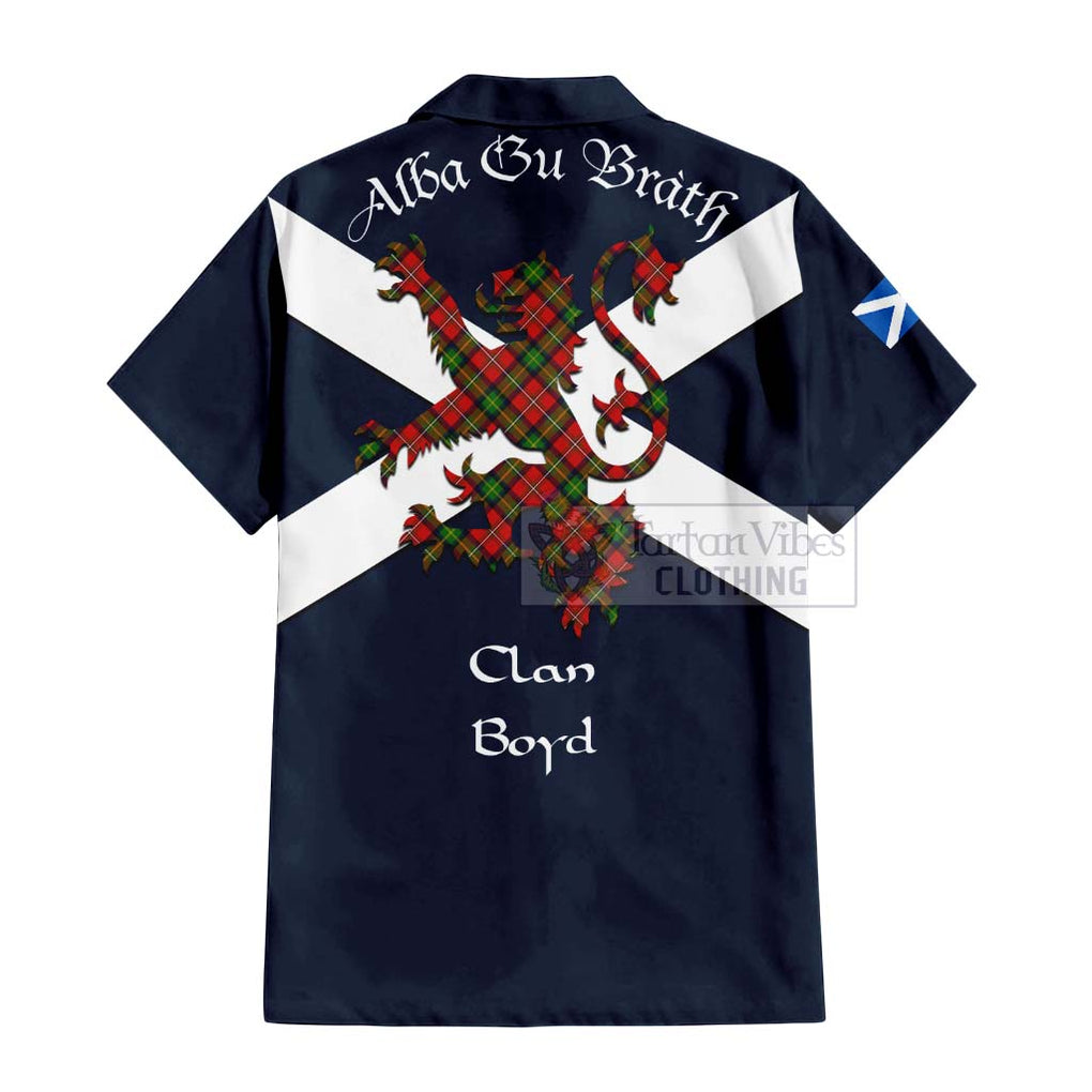 Tartan Vibes Clothing Boyd Tartan Lion Rampant Short Sleeve Button Shirt – Proudly Display Your Heritage with Alba Gu Brath and Clan Name