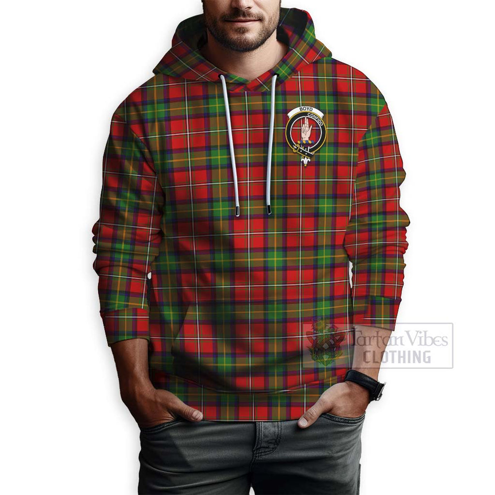 Tartan Vibes Clothing Boyd Tartan Hoodie with Family Crest Celtic Skull Style