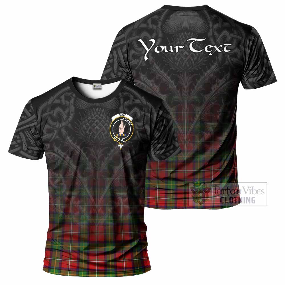 Tartan Vibes Clothing Boyd Tartan T-Shirt with Family Crest Celtic Thistle Vibes