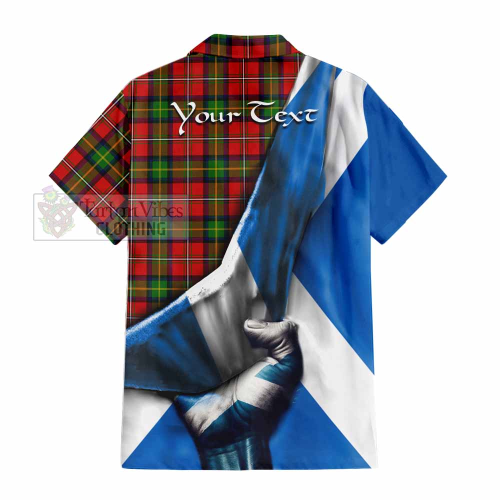 Tartan Vibes Clothing Boyd Tartan Short Sleeve Button Shirt with Family Crest Scotland Patriotic Style