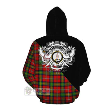 Boyd Tartan Cotton Hoodie with Family Crest and Military Logo Style