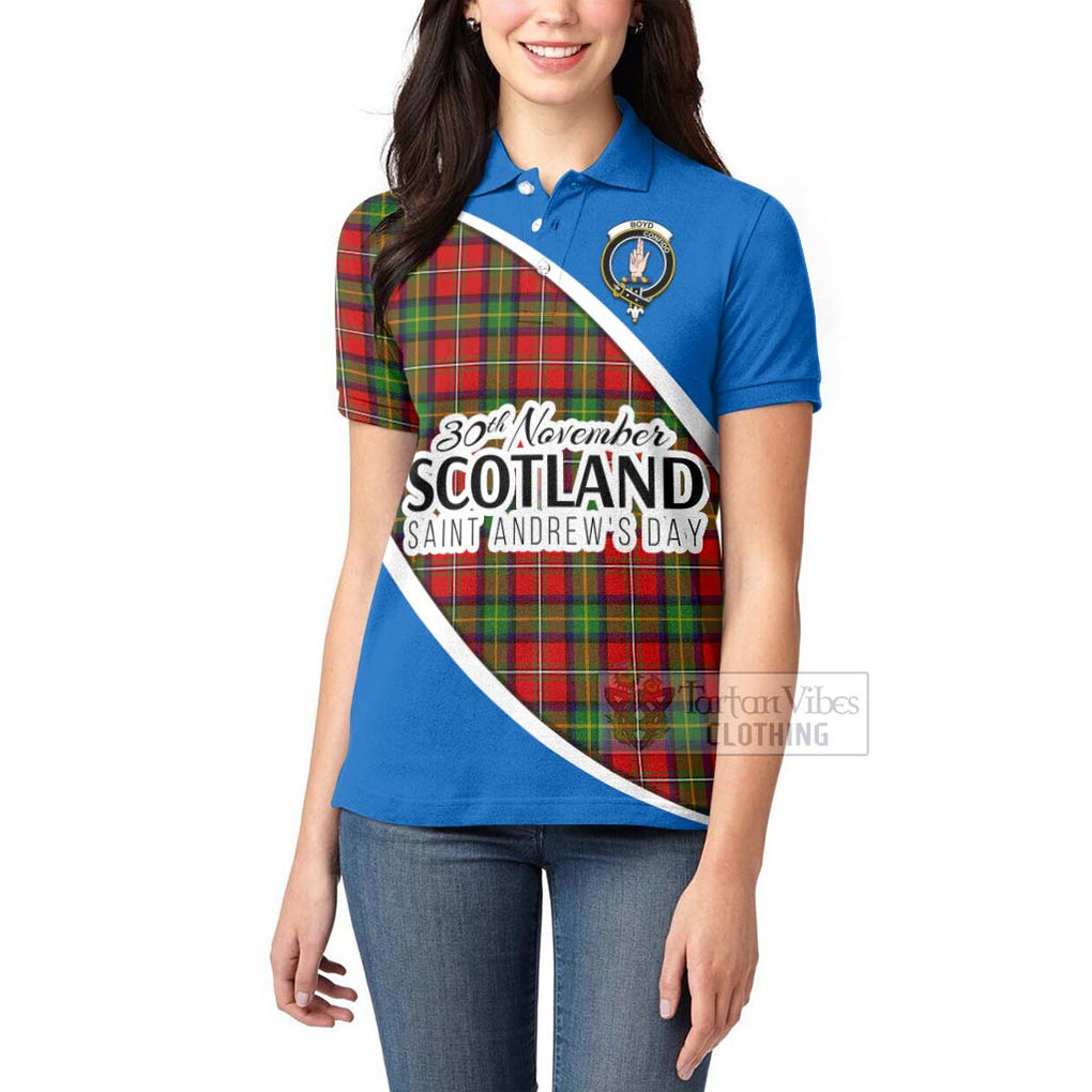 Tartan Vibes Clothing Boyd Family Crest Tartan Women's Polo Shirt Celebrate Saint Andrew's Day in Style