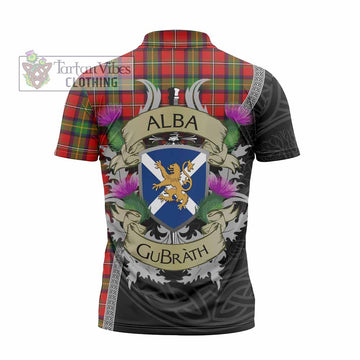 Boyd Tartan Family Crest Zipper Polo Shirt Lion Rampant Royal Thistle Shield Celtic Inspired - Tartan Vibes Clothing