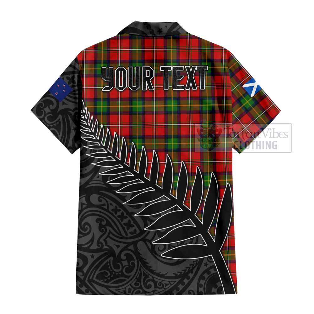 Tartan Vibes Clothing Boyd Crest Tartan Short Sleeve Button Shirt with New Zealand Silver Fern Half Style