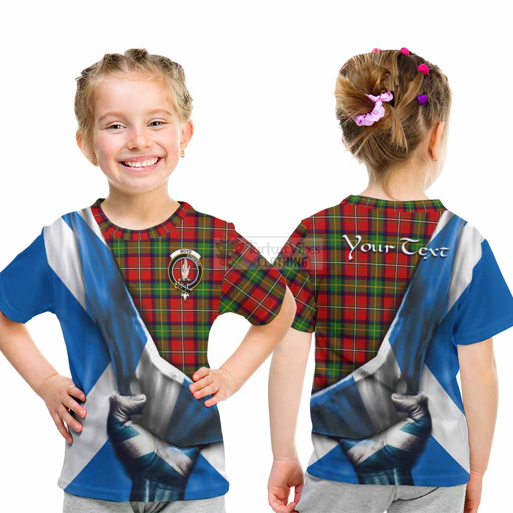 Tartan Vibes Clothing Boyd Tartan Kid T-Shirt with Family Crest Scotland Patriotic Style