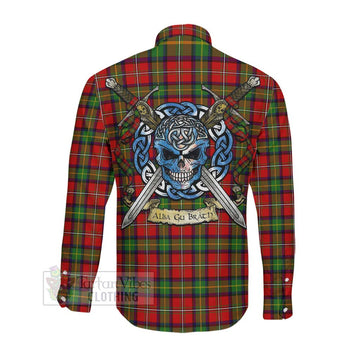 Boyd Tartan Long Sleeve Button Shirt with Family Crest Celtic Skull Style