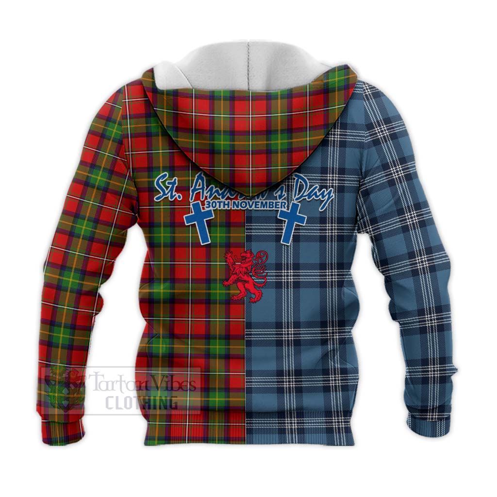 Tartan Vibes Clothing Boyd Tartan Knitted Hoodie Happy St. Andrew's Day Half Tartan Style