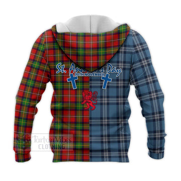 Boyd Tartan Knitted Hoodie Happy St. Andrew's Day Half Tartan Style