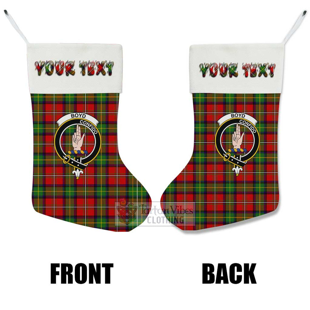 Tartan Vibes Clothing Boyd Tartan Family Crest Christmas Stocking with Personalized Text