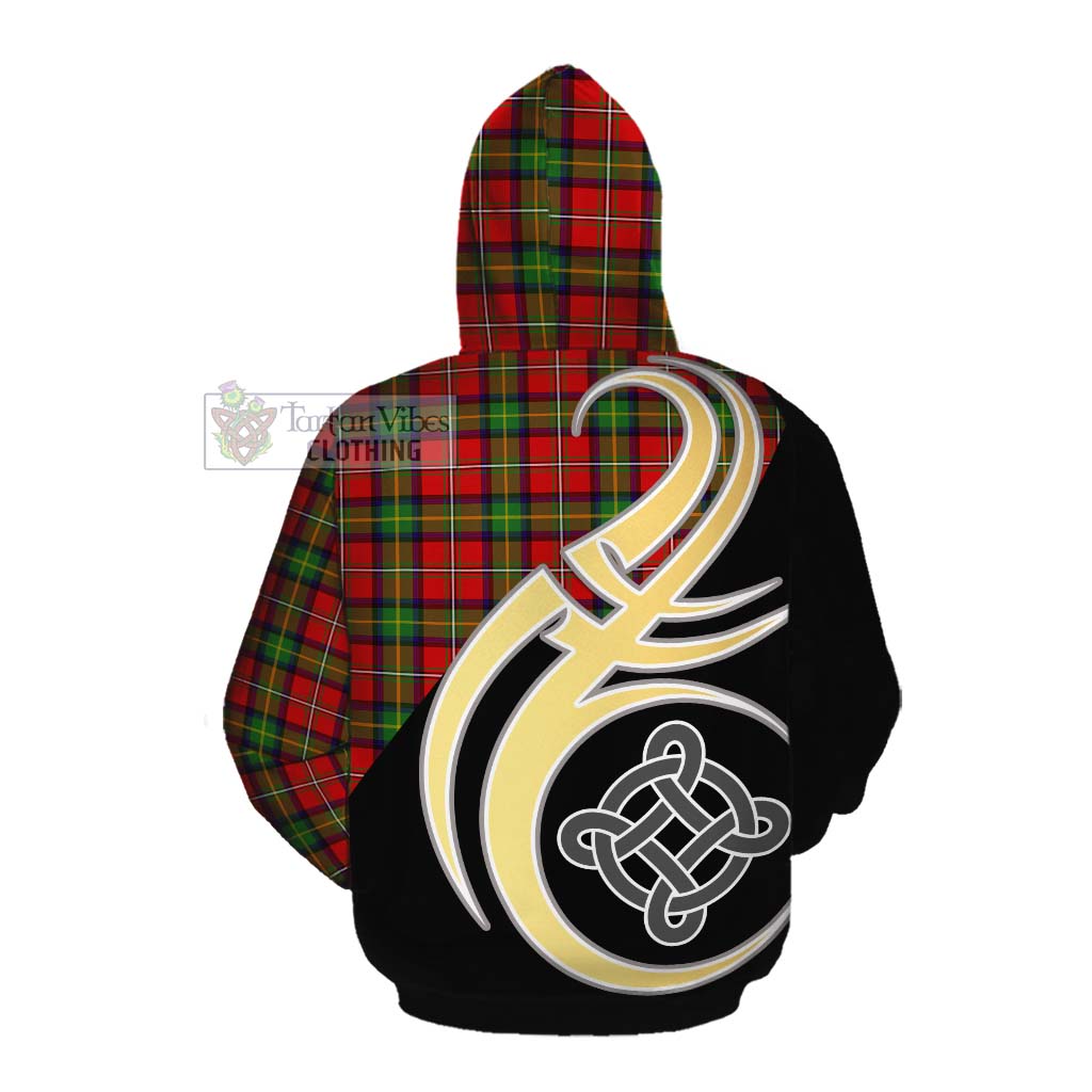 Tartan Vibes Clothing Boyd Tartan Cotton Hoodie with Family Crest and Celtic Symbol Style