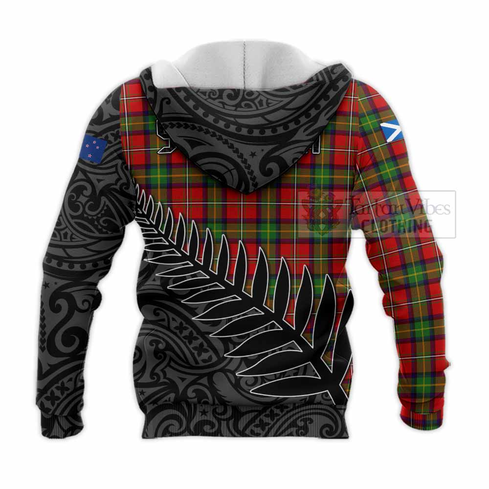 Tartan Vibes Clothing Boyd Crest Tartan Knitted Hoodie with New Zealand Silver Fern Half Style