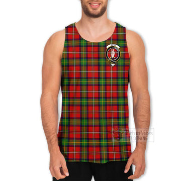 Boyd Tartan Men's Tank Top with Family Crest and Bearded Skull Holding Bottles of Whiskey